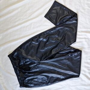 21 SAINTS High Waisted Relaxed Fit Faux Leather Pants with Belt Black Size Large